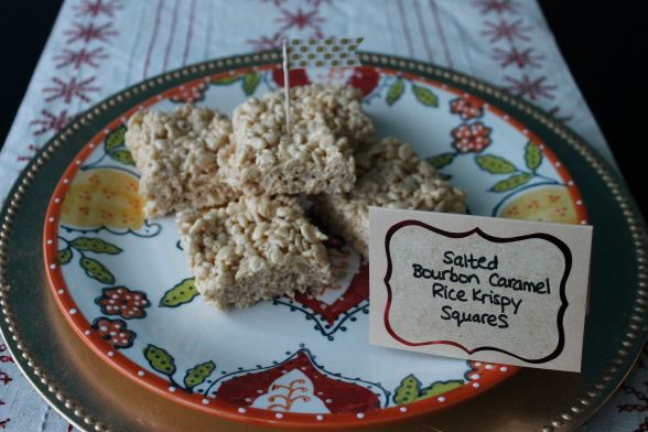 Salted Bourbon Caramel Rice Krispy Squares